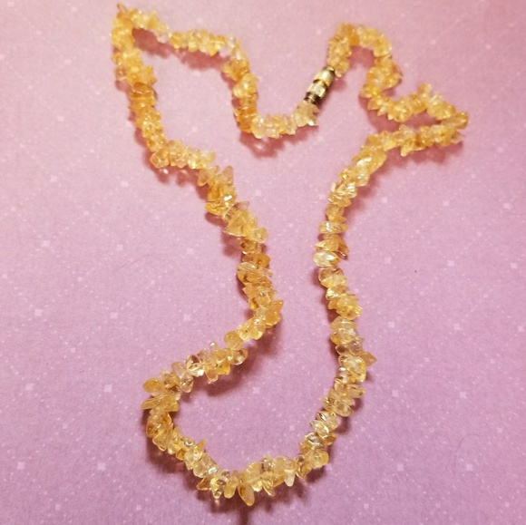 Citrine necklace gemstone bead necklace yellow nugget real gem stone quartz - Picture 3 of 5